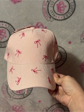 Juicy Couture Pink Striped Bow Baseball Cap